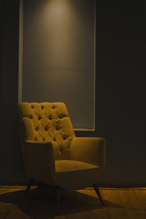 Mid-century accent chair in living room