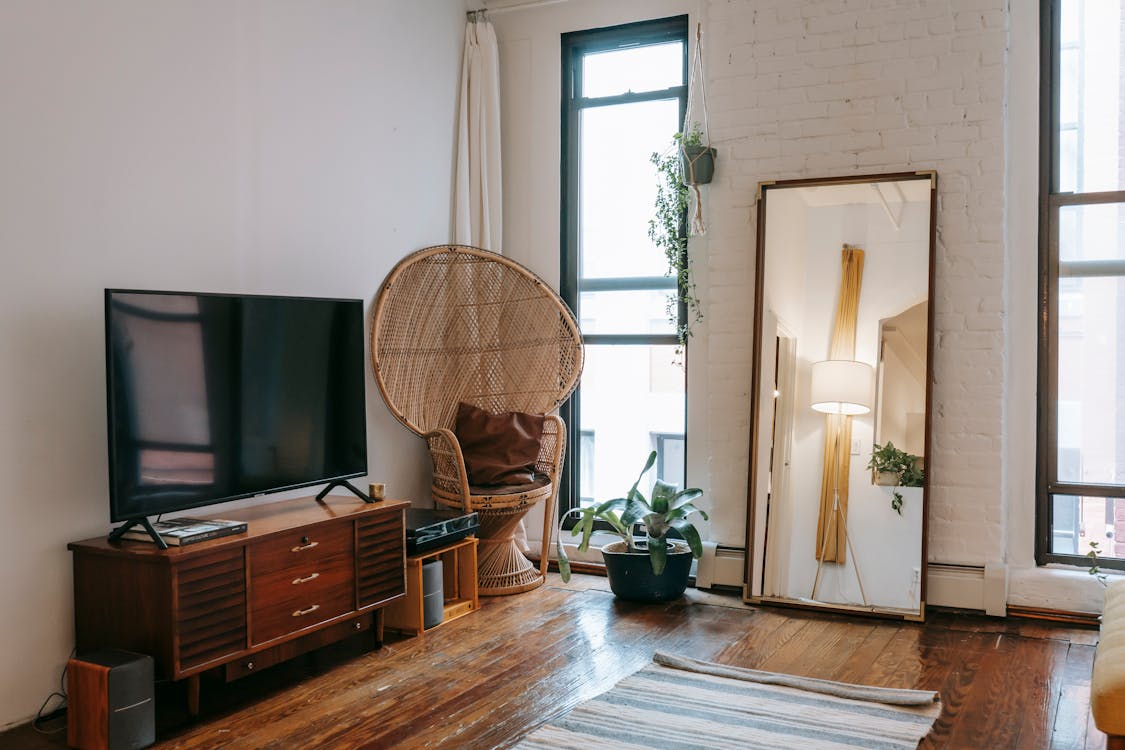 Interior of room with mid-century modern furniture